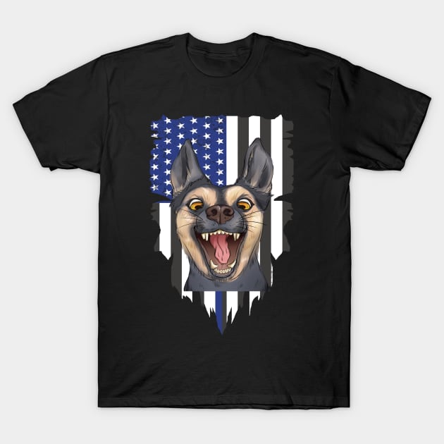 Angry K9 Unit Shirt Thin Blue Line K-9 Police Dog German Shepherd T-Shirt by YousifAzeez